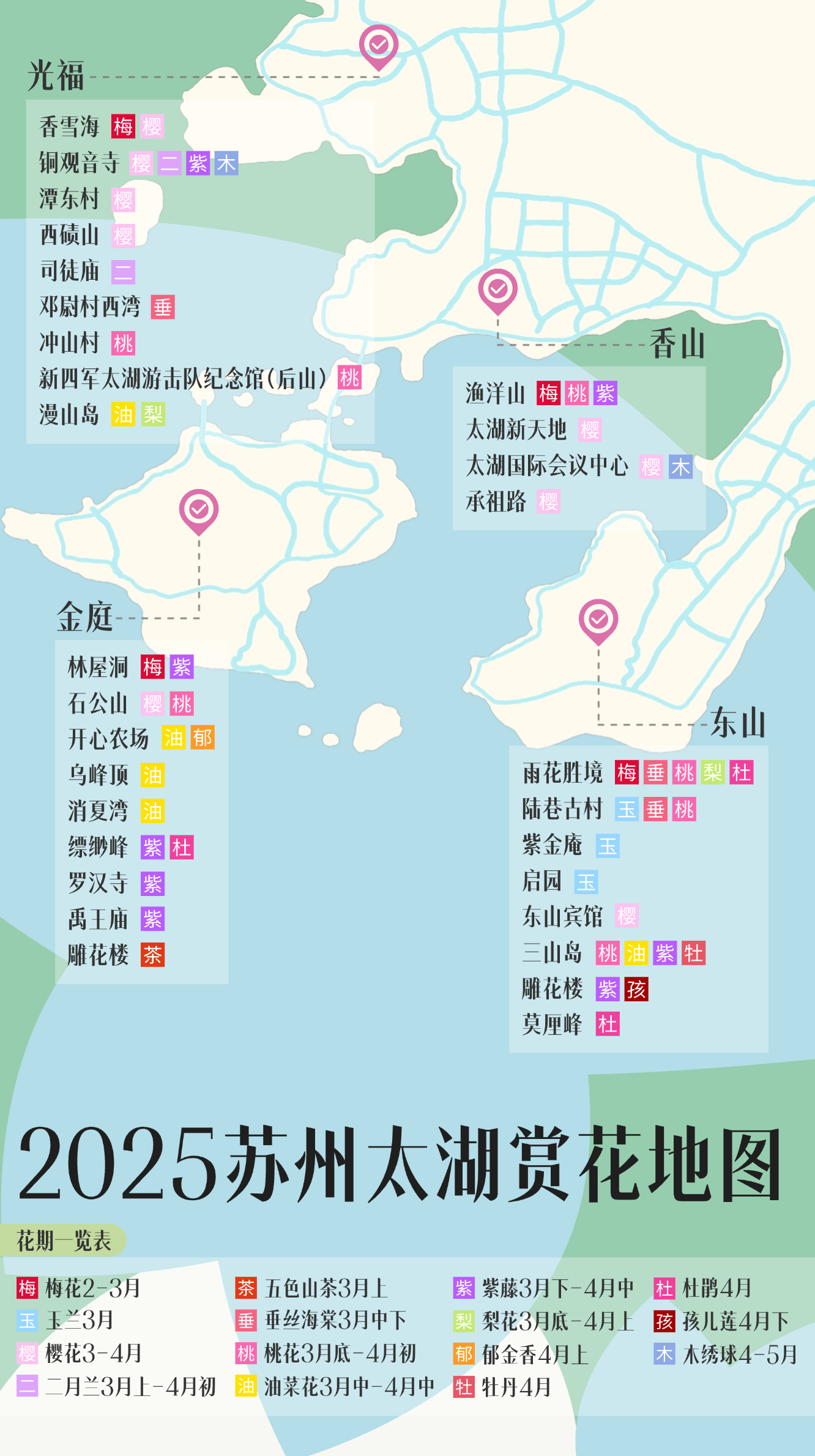 追花必备！2025太湖春日赏花地图发布