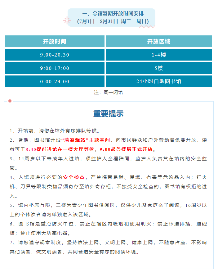 吴中区图书馆暑期延时服务公告