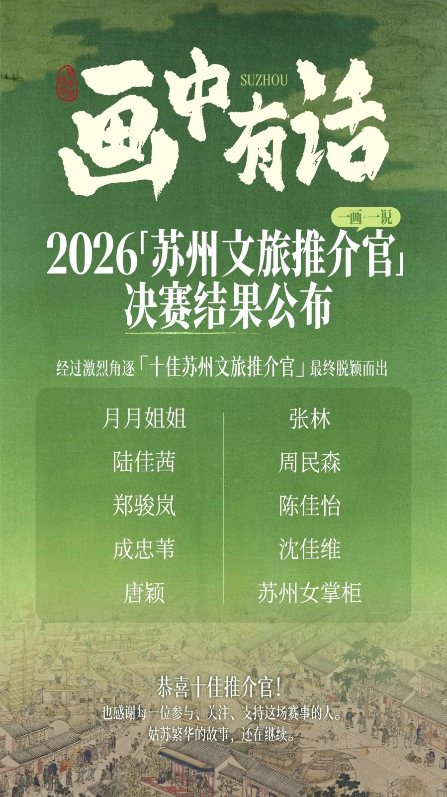 吴中的他，获评“十佳苏州文旅推介官”！