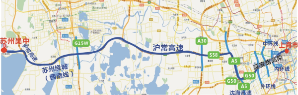 1公里后直行进入沈海高速公路 3) 沿沈海高速公路行驶6.